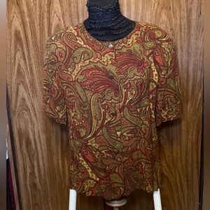 Paisley Earth Toned vintage button up from Sag Harbor Eclectic style w union tag